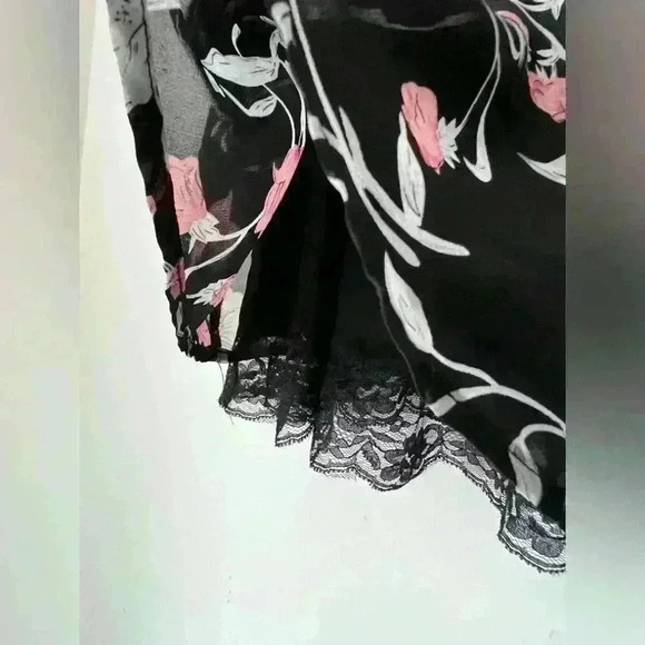 Another Story Womens Black Pink Floral Lace Cami Top Lace Trim Romantic XS - Picture 3 of 10